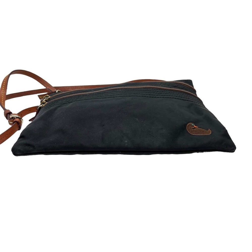 DOONEY & BOURKE Black Brown Genuine Leather Canvas CROSSBODY Purse Messenger Bag - Picture 5 of 16